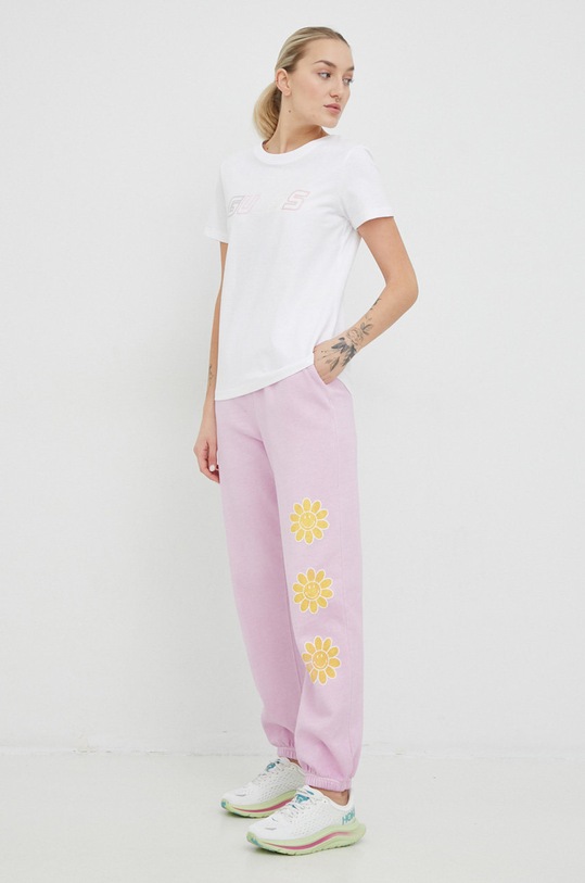 Βαμβακερό παντελόνι Billabong X SMILEY ABJNP00343 ροζ SS23