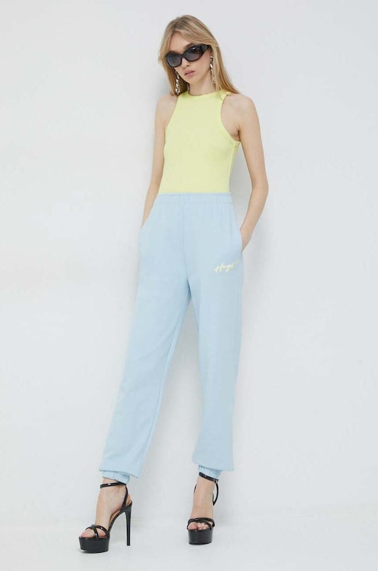 Бавовняні спортивні штани HUGO бавовна блакитний 50487388