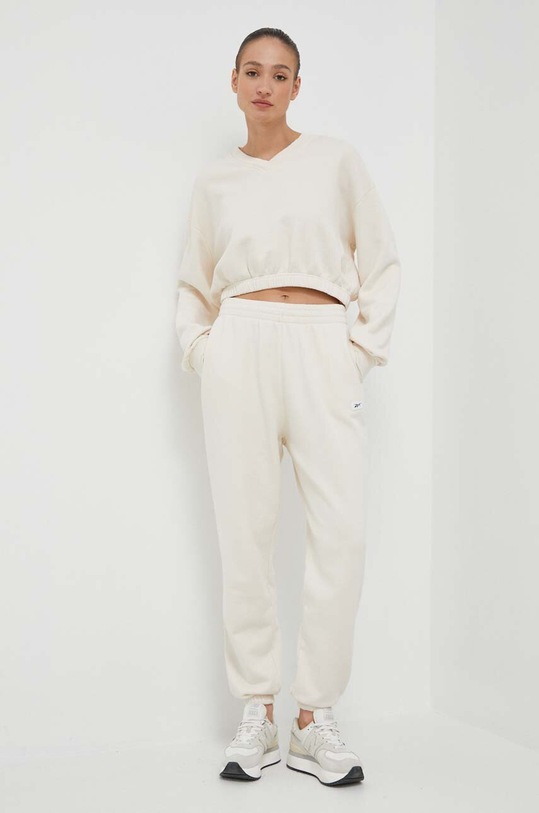 Reebok Classic spodnie dresowe bawełniane ND Pant HS0373 beżowy SS23