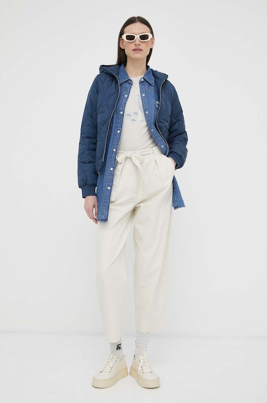 Marc O'Polo spodnie z domieszką lnu 303092010047 beżowy SS23