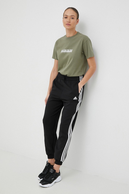 Adidas pantaloni de trening din bumbac HA4375 negru SS23