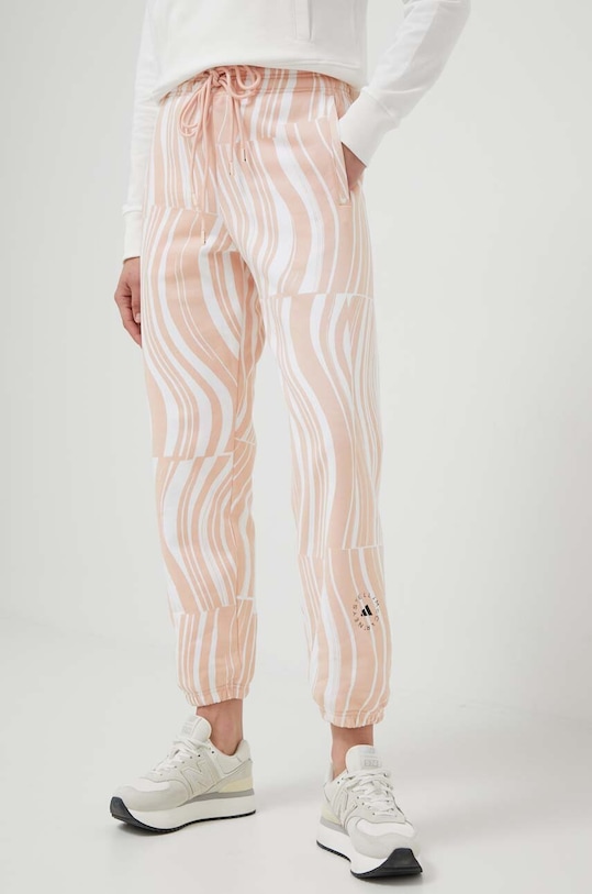 adidas by Stella McCartney spodnie dresowe bawełniane wzorzyste różowy HR9245