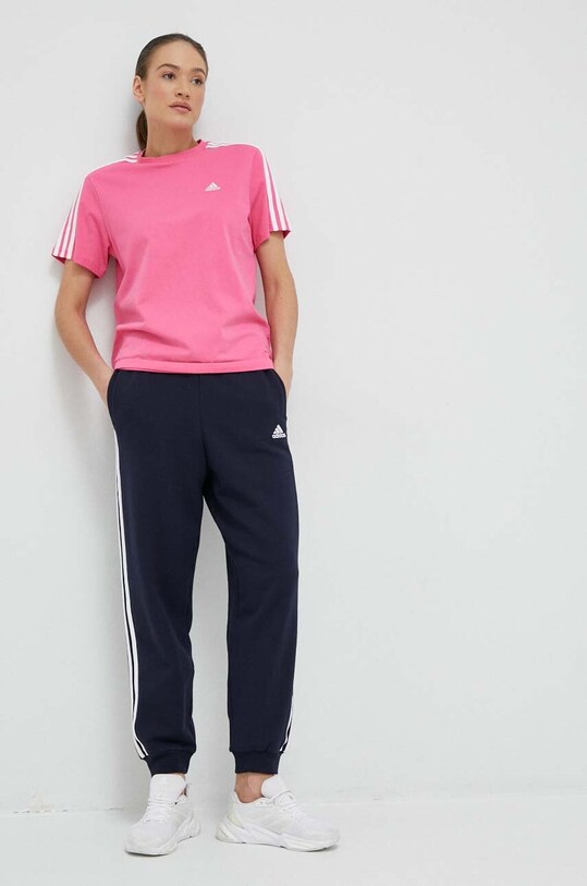 adidas pantaloni de trening din bumbac IC4386 bleumarin SS23