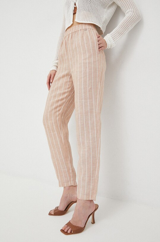 Armani Exchange pantaloni din in in bej 3RYP09.YN5KZ