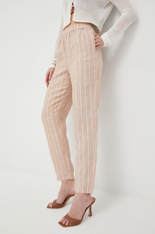 Armani Exchange pantaloni din in in bej 3RYP09.YN5KZ