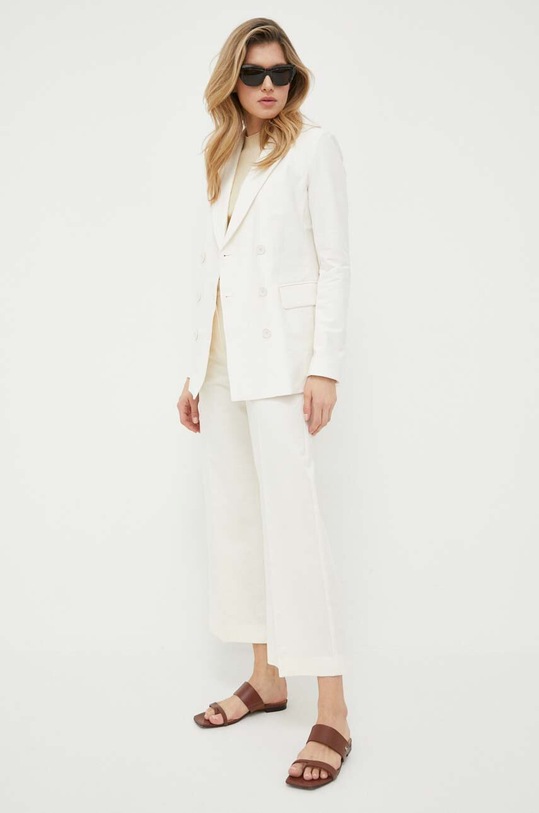 Weekend Max Mara spodnie z domieszką lnu 2351310331600 beżowy SS23