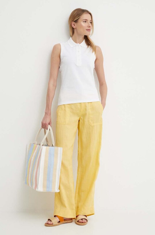 Lauren Ralph Lauren spodnie lniane 200735136 żółty SS25