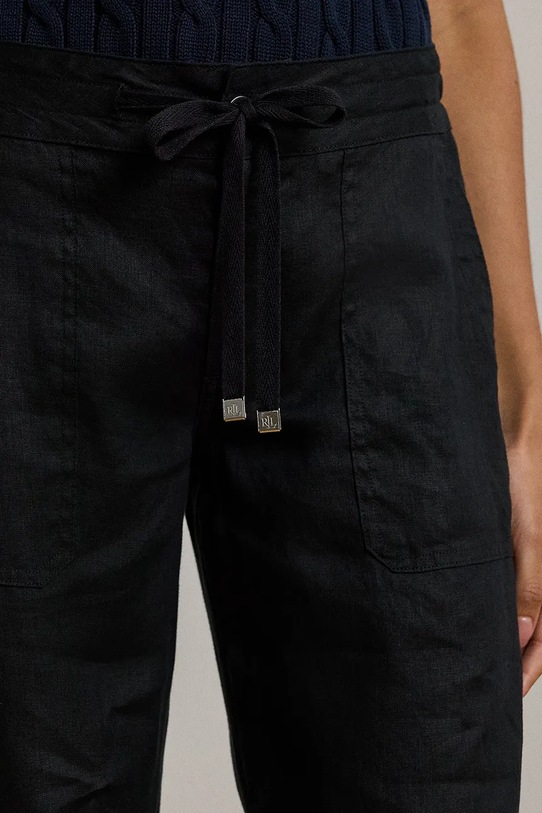 Lněné kalhoty Lauren Ralph Lauren černá 200735136