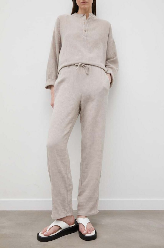 Résumé pantaloni de bumbac drept bej 16930935