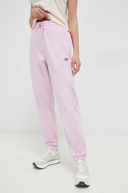 New Balance pantaloni de trening tricotaj roz UP21500LLC