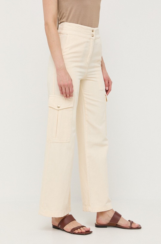 Nohavice s prímesou ľanu Patrizia Pepe s prímesou ľanu béžová 2P1483.A247