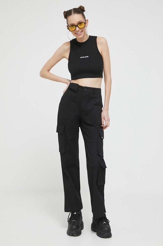 Sixth June pantaloni de bumbac 33670 negru AW24