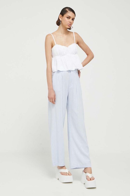 Hollister Co. spodnie z domieszką lnu KI356.3013.220 niebieski SS23