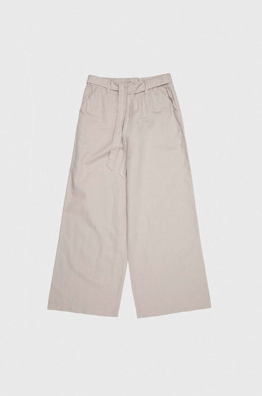 United Colors of Benetton spodnie lniane tkanina beżowy 4BE7CF01W.G.SEASONAL