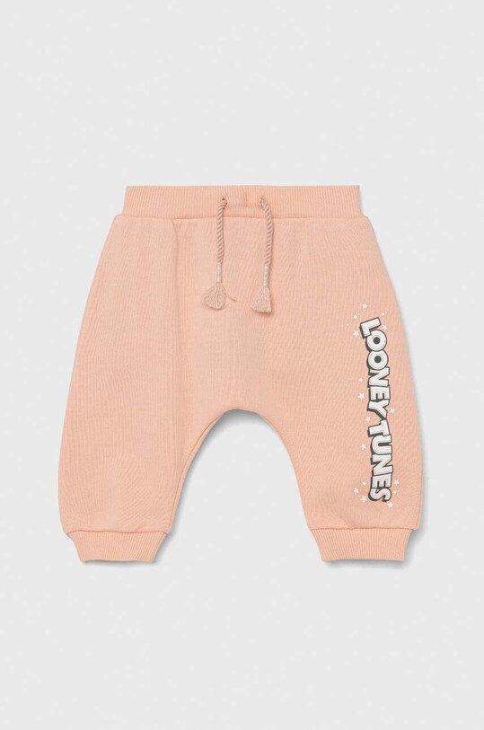 United Colors of Benetton pantaloni de trening din bumbac pentru bebeluși x Looney Tunes bumbac portocaliu 3J68AF012.W.SEASONAL