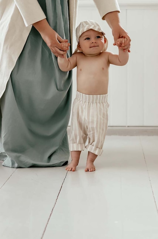 Βρεφικό βαμβακερό παντελόνι That's mine βαμβάκι μπεζ 004751
