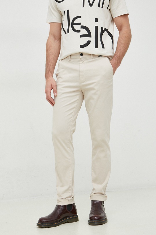 Kalhoty Calvin Klein látka béžová K10K109911.PPYX