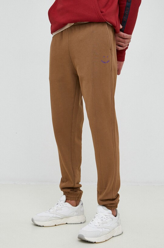 Bavlněné tepláky PS Paul Smith pletenina hnědá M2R.962XE.K21169
