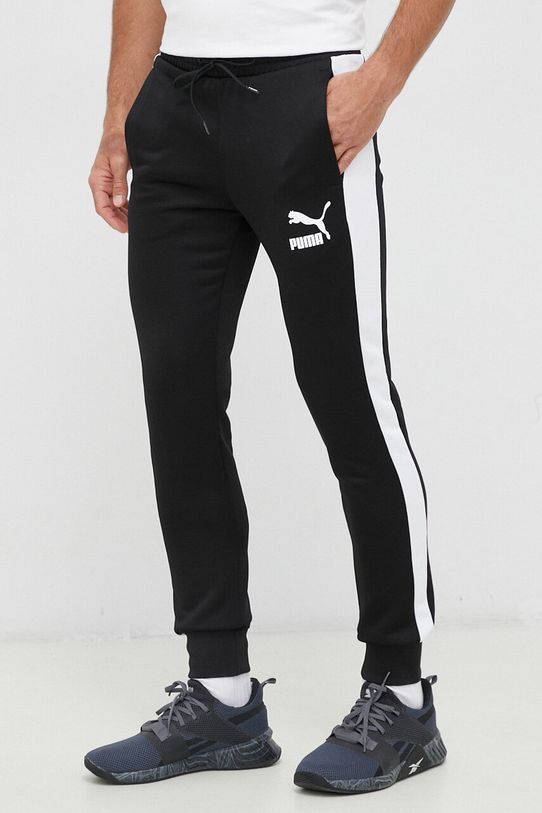 Παντελόνι φόρμας Puma πλεκτό ύφασμα μαύρο 530098