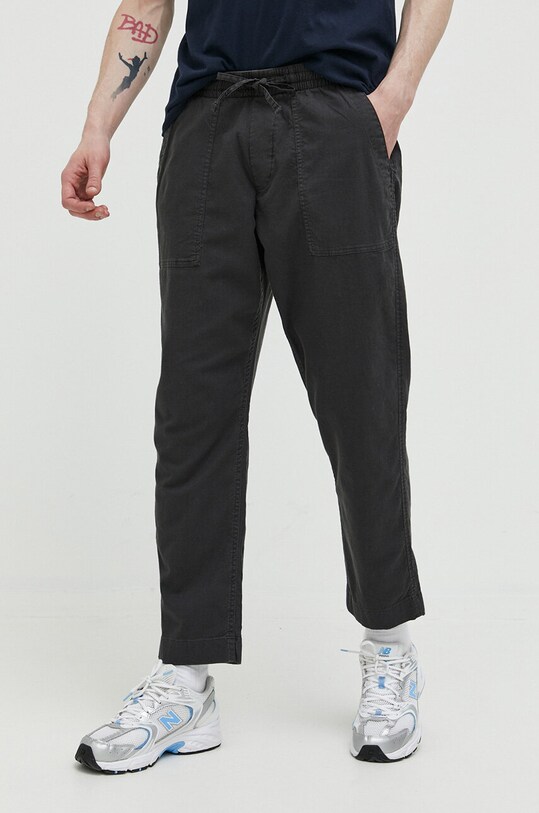 Παντελόνι με λινό μείγμα Abercrombie & Fitch ίσιο γκρί KI130.3012.950