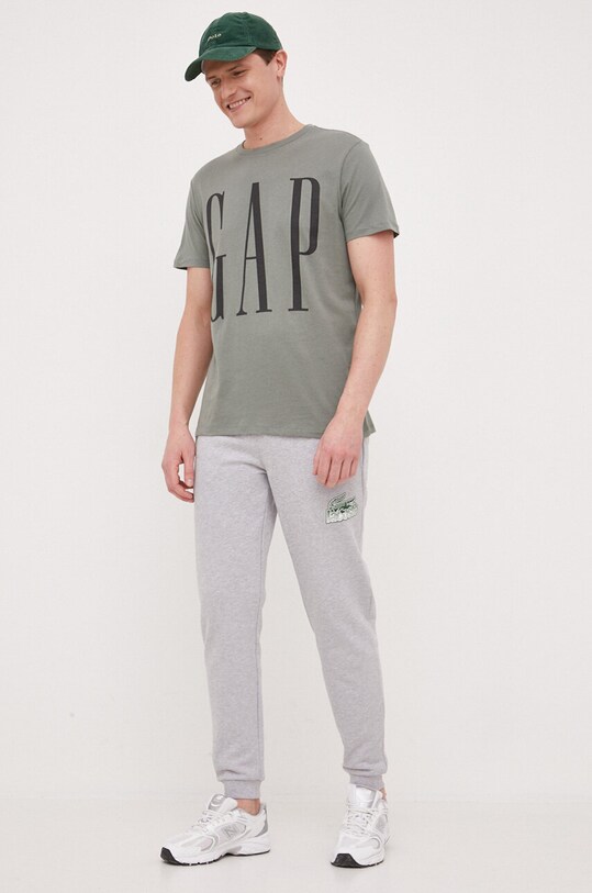 Βαμβακερό παντελόνι Lacoste XH5089 γκρί SS23