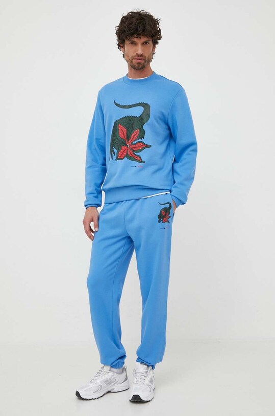Βαμβακερό παντελόνι Lacoste x Netflix XH9302 μπλε SS23