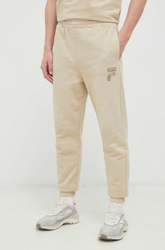 Fila spodnie dresowe bawełniane bawełna beżowy FAM0338