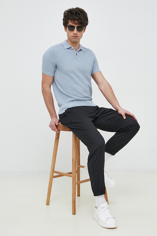 Nohavice Emporio Armani látka čierna 3R1PC0.1NRBZ