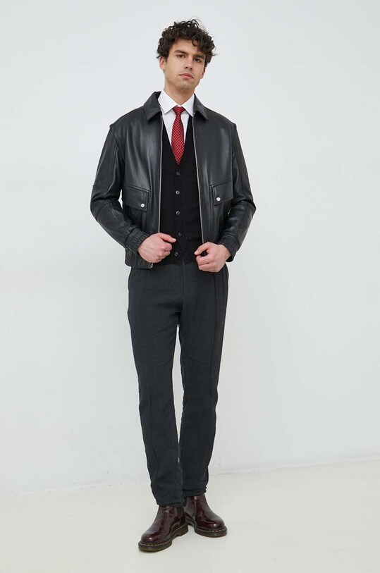 Ленен панталон Emporio Armani D41P59.D1448 черен SS23
