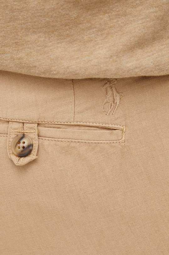Λινό παντελόνι Polo Ralph Lauren μπεζ 710901796