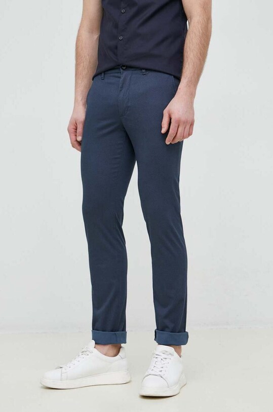 Παντελόνι Tommy Hilfiger λεπτό μοτίβο σκούρο μπλε MW0MW31141.PPYX