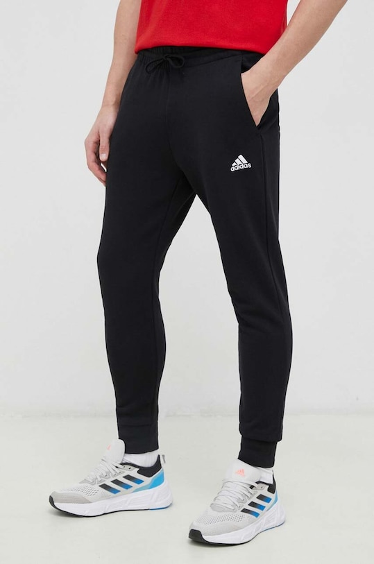 adidas pantaloni de trening din bumbac bumbac negru HA4347