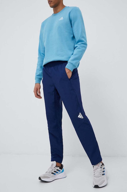adidas Performance pantaloni de antrenament Designed for Movement panza bleumarin IC7282