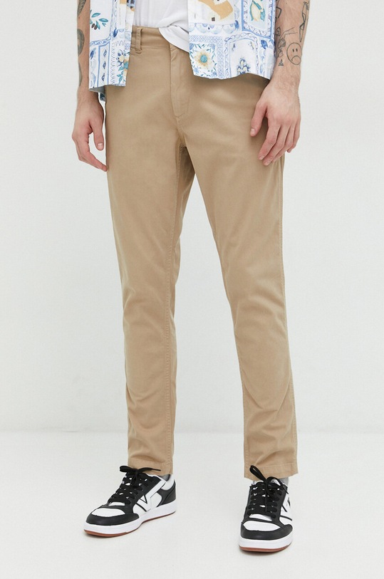 Superdry spodnie z elastanem beżowy M7011022A.C35