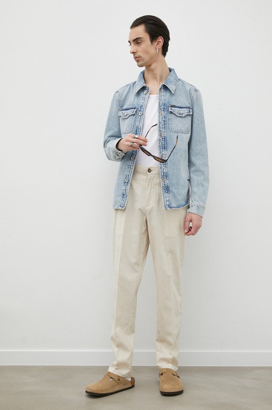 Les Deux pantaloni din amestec de in LDM510072 bej SS23