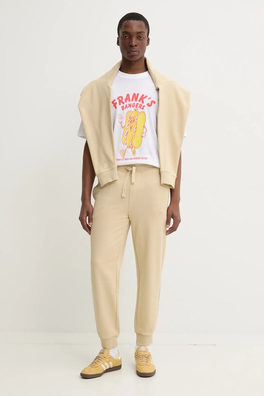 HUGO pantaloni de trening din bumbac 50489617 bej SS25