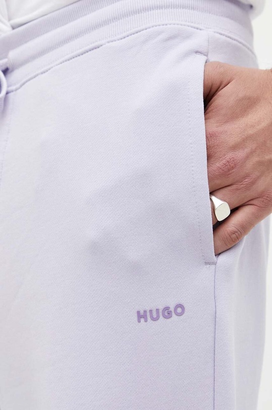 Βαμβακερό παντελόνι HUGO μωβ 50489617