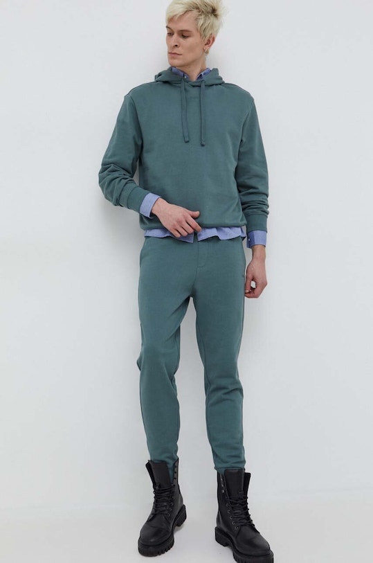 Βαμβακερό παντελόνι HUGO 50489617 πράσινο AW25