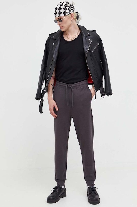 Бавовняні спортивні штани HUGO 50489617 сірий AW25