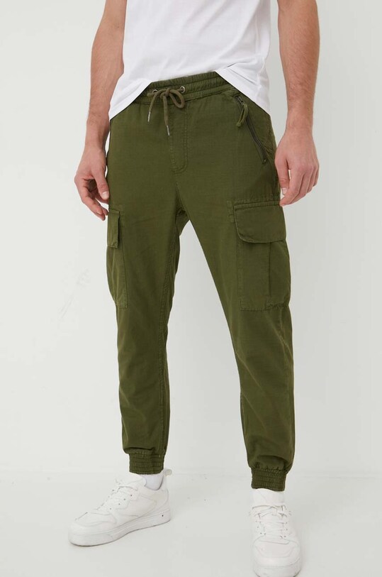 Bavlnené nohavice Alpha Industries Ripstop Jogger bavlna zelená 116201.142
