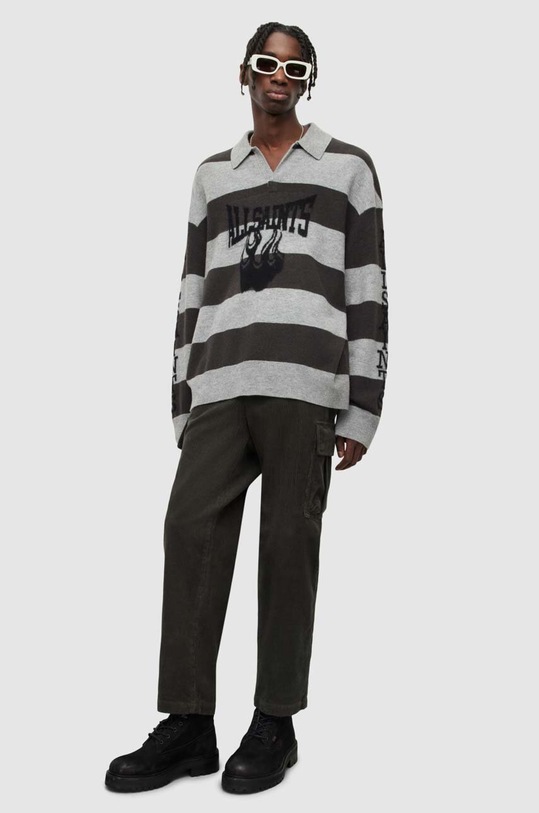 AllSaints spodnie sztruksowe TREBBI TROUSER bawełna zielony MM013Y