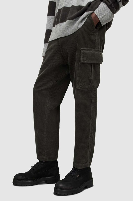 AllSaints spodnie sztruksowe TREBBI TROUSER MM013Y zielony SS23