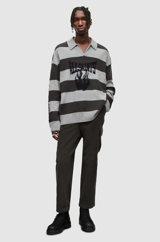 Odzież AllSaints spodnie sztruksowe TREBBI TROUSER MM013Y zielony