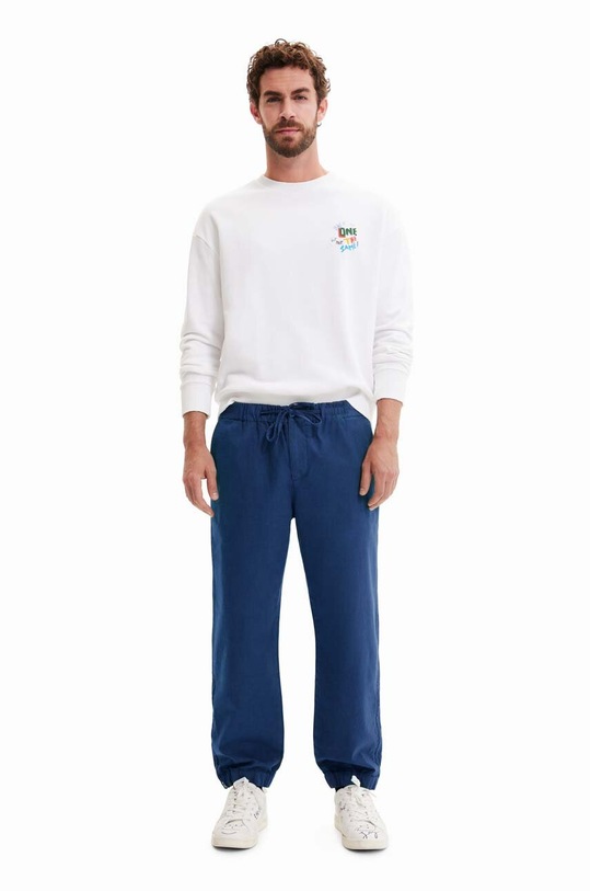 Desigual pantaloni de bumbac bleumarin 23SMPW05
