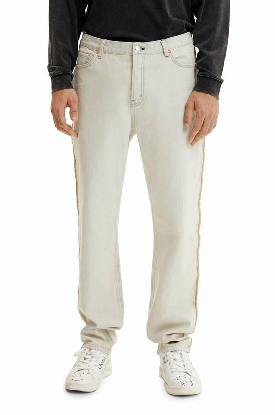 Desigual pantaloni de bumbac drept alb 23SMDD14
