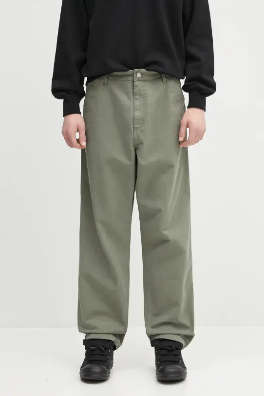 Памучен панталон Carhartt WIP Single Knee Pant памук зелен I031499.1YFGD