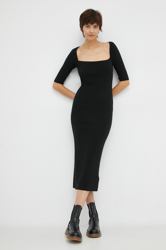Calvin Klein ruha gyapjú keverékből rövid fekete K20K205037.PPYX