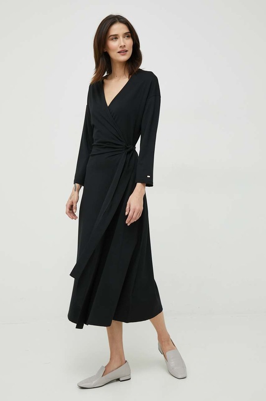 Šaty Tommy Hilfiger midi černá WW0WW37101.PPYX