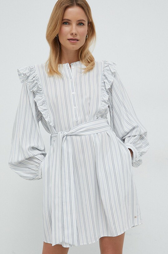 Šaty Tommy Hilfiger oversize bílá WW0WW37587.PPYX