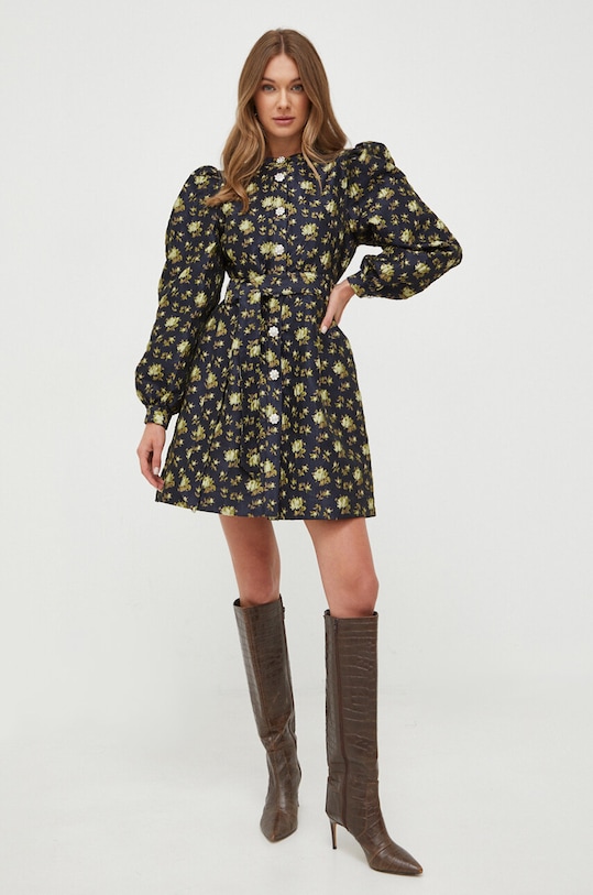 Custommade sukienka Lynett Jacquard rozkloszowany granatowy 999442460